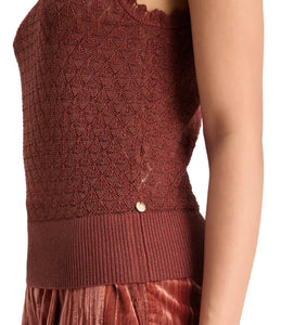 Scotch & Soda -Metallic Pointelle Knit Tank