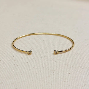 18K Gold Filled - CZ Cuff Bracelet (Black)